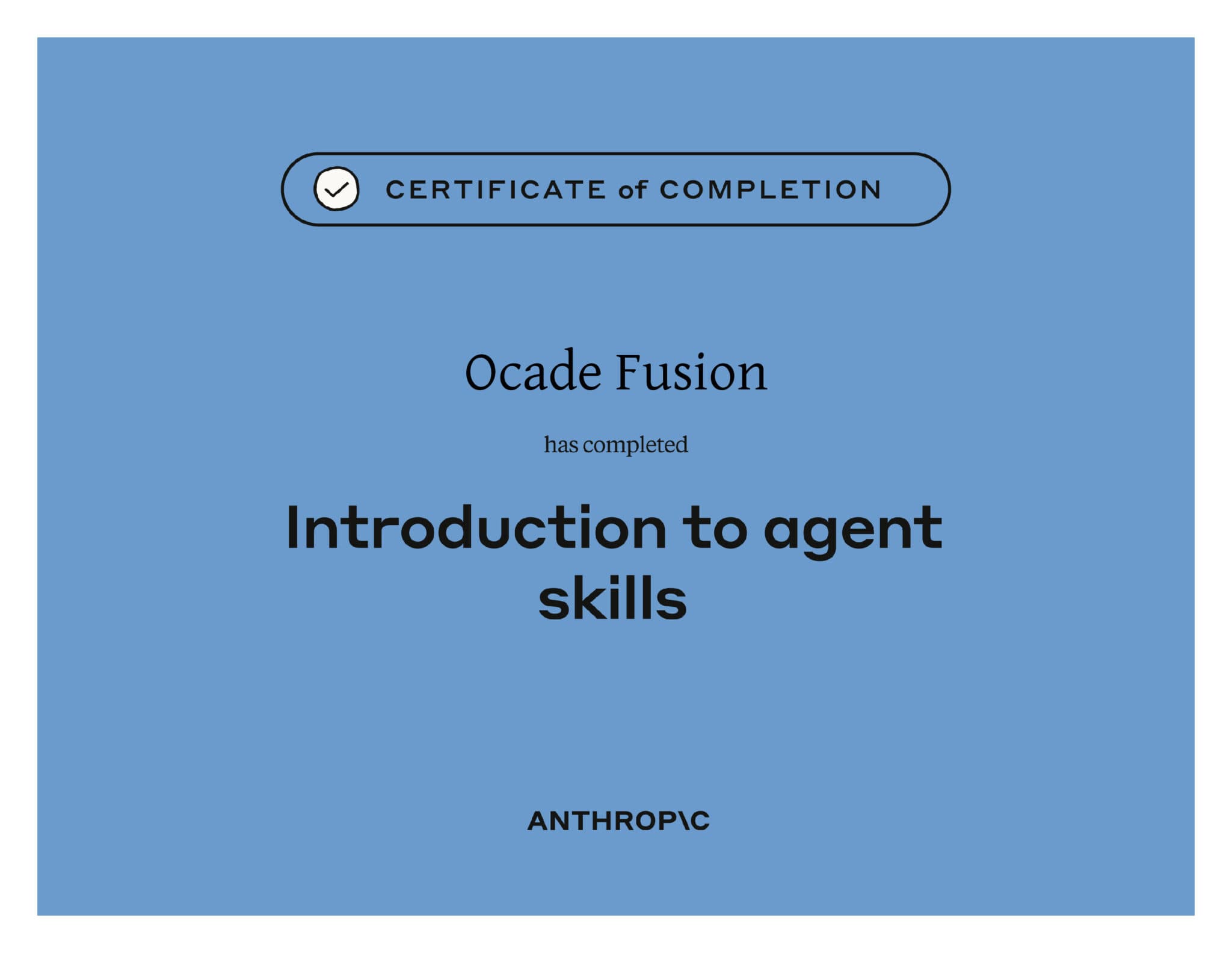 Certificat Introduction to Agent Skills - Valentin CHARRIER Ocade Fusion