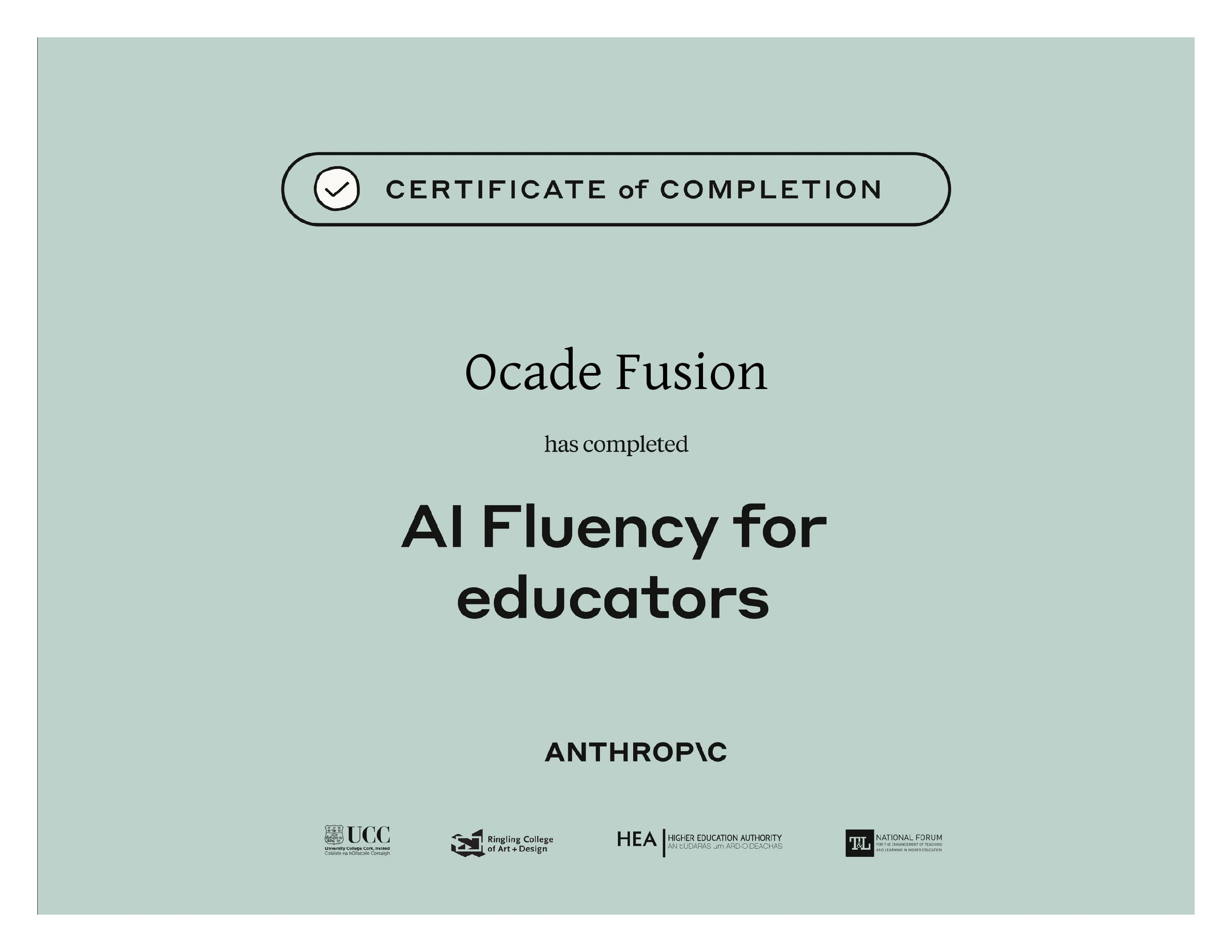 Certificat AI Fluency for Educators - Valentin CHARRIER Ocade Fusion