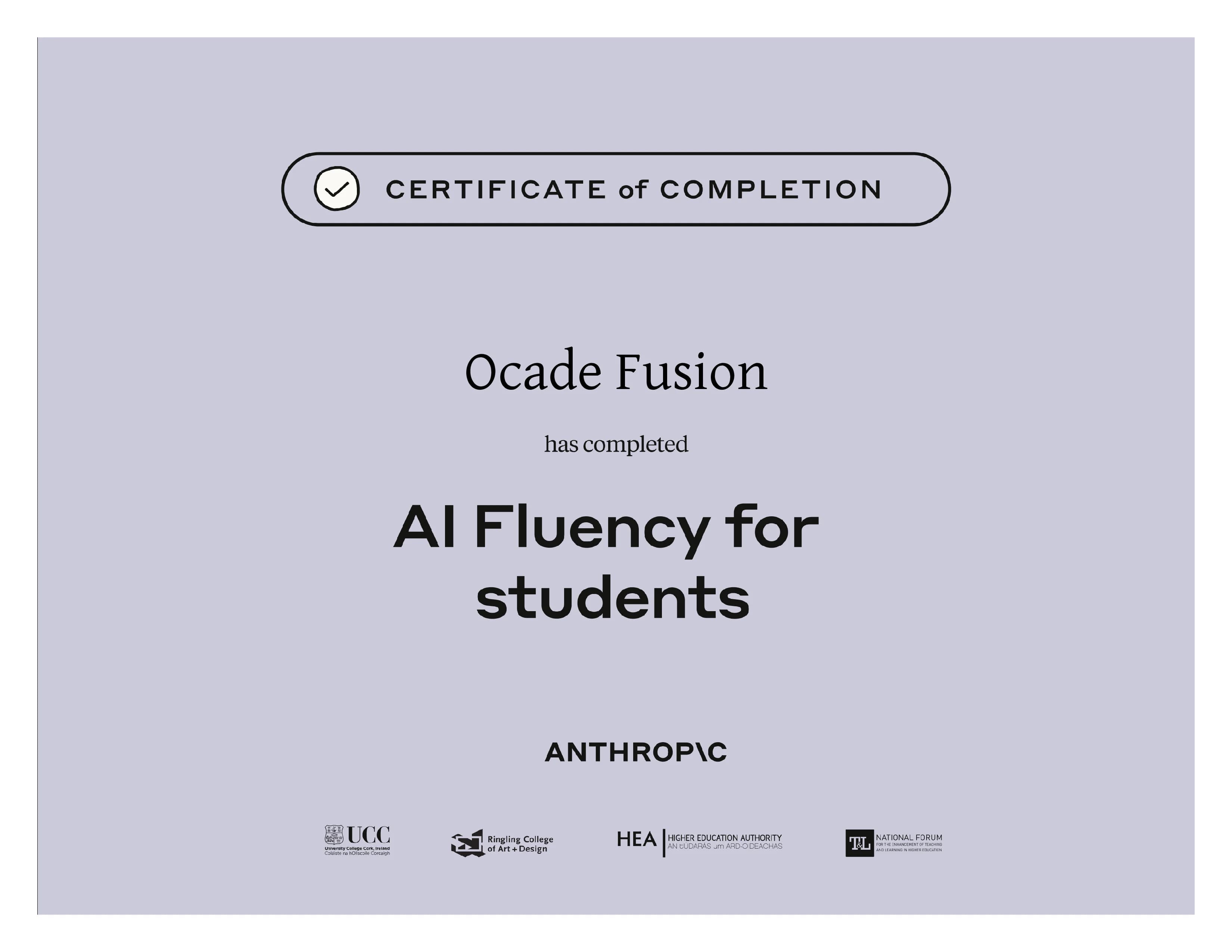 Certificat AI Fluency for Students - Valentin CHARRIER Ocade Fusion