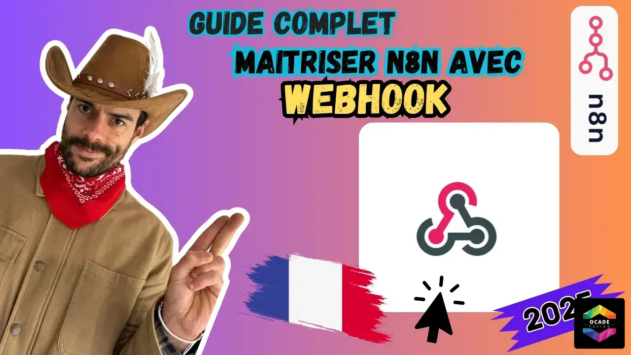 Image promotionnelle pour le guide complet sur l'outil n8n avec l'utilisation de webhooks
