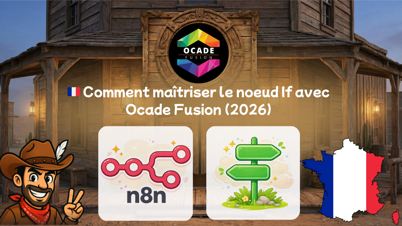 Guide n8n : maîtriser le nœud IF, tutoriel complet en français avec visuel de cow-boy