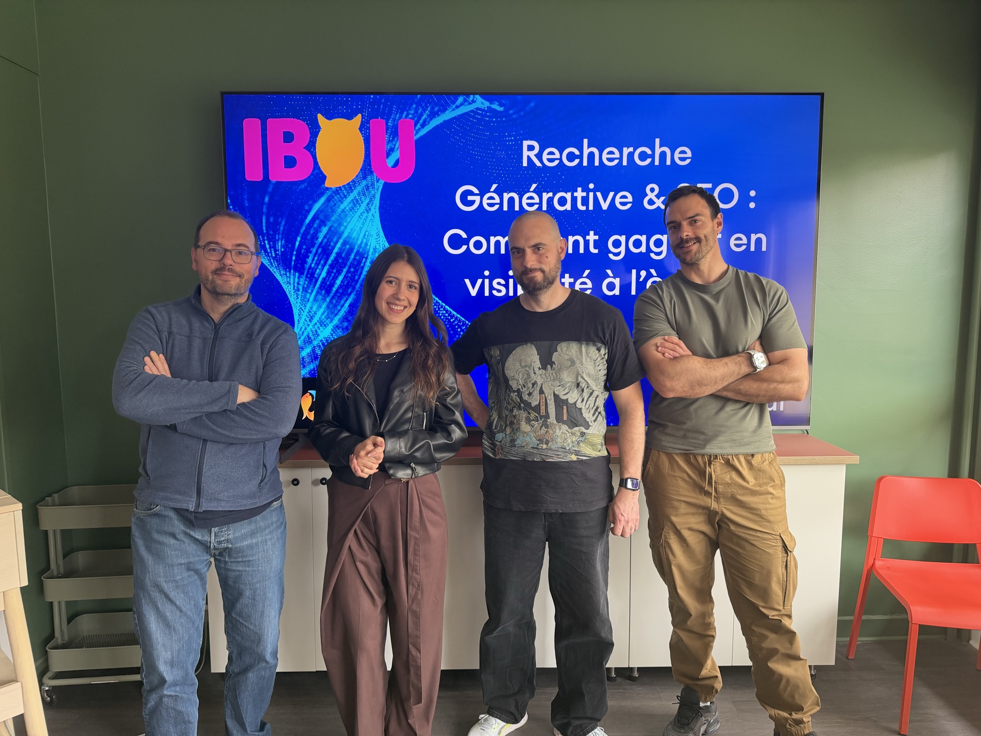 Participants de la formation IBOU sur la recherche générative et le SEO, animée par Sylvain et Guillaume Peyronnet, avril 2026